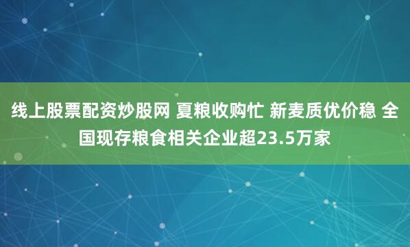 线上股票配资炒股网 夏粮收购忙 新麦质优价稳 全国现存粮食相关企业超23.5万家